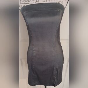 Y2K Hot Kiss Metallic Silver Strapless Dress